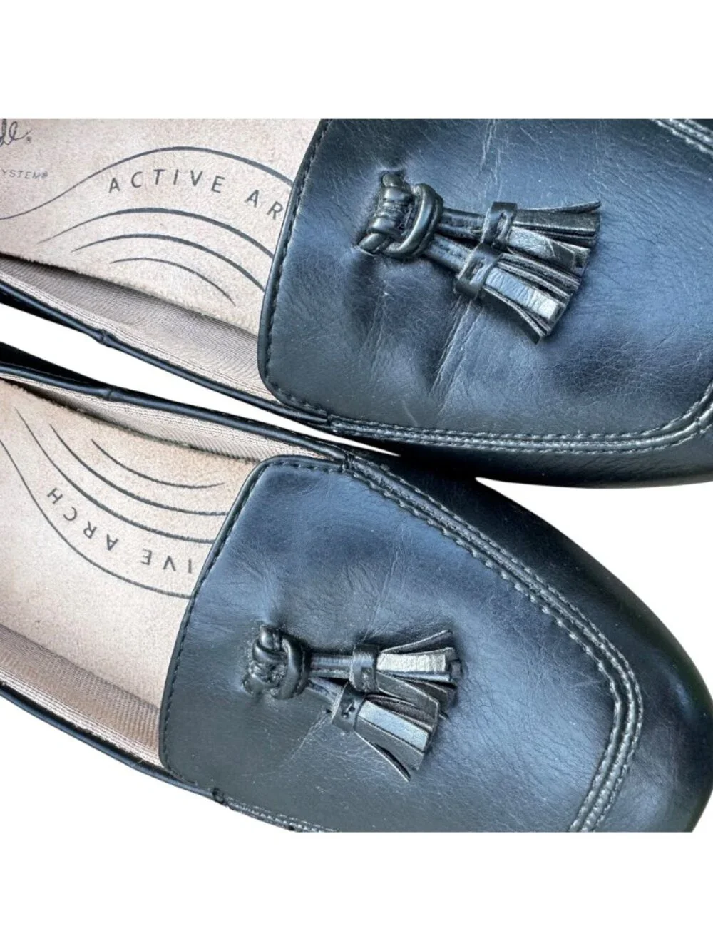 Life Stride Ballad Black Loafers Flats Womens Size 7 Comfort Tassel Arch Support